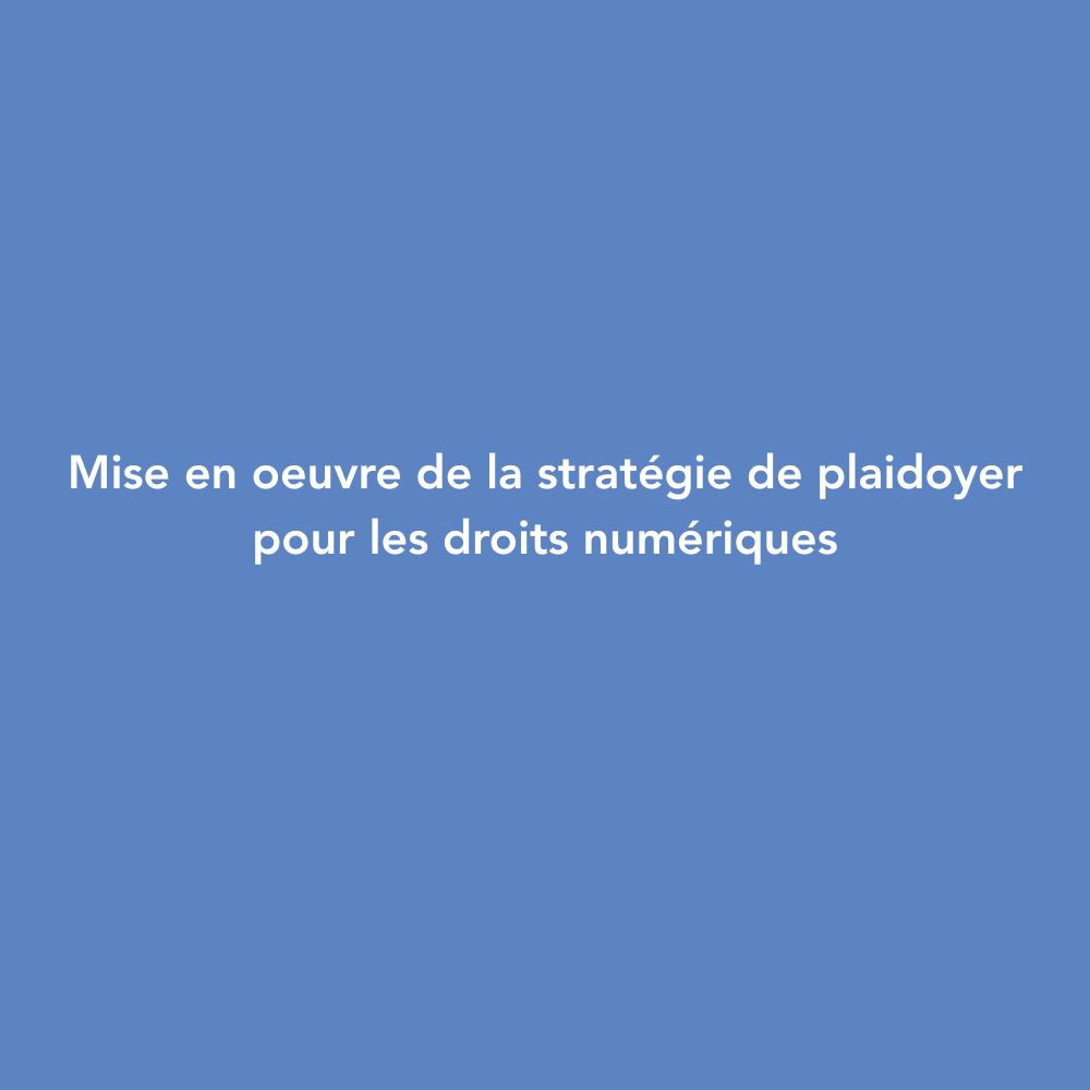 mise en oeuvre de la stratégie de plaidoyer
